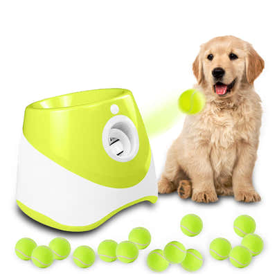DS NA Automatic Dog Ball Launcher with 15 Mini Tennis Balls & Mesh Bag – Recharg