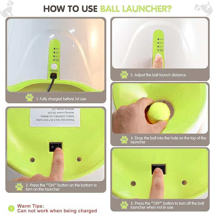 DS NA Automatic Dog Ball Launcher with 15 Mini Tennis Balls & Mesh Bag – Recharg