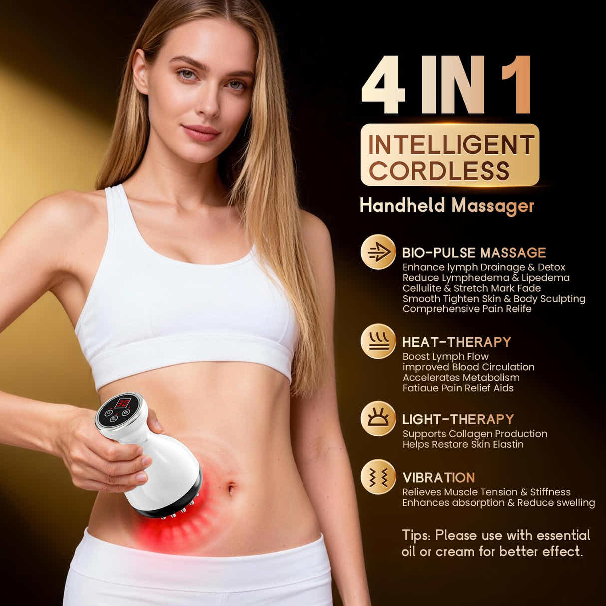 DS NA 4-in-1 Cordless Body Sculpting Massager – Rechargeable Massage Tool