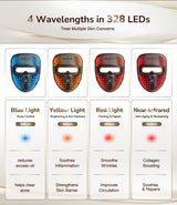 DS NA High-Performance 3D LED Beauty Mask – 4 Light Modes, 328 LEDs, Wireless Op