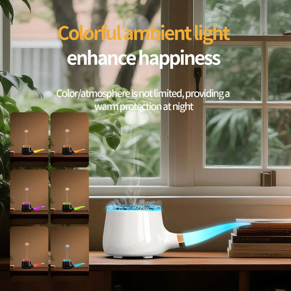 DS NA Pipe-Shaped Aromatherapy Humidifier with LED Flame & Mist