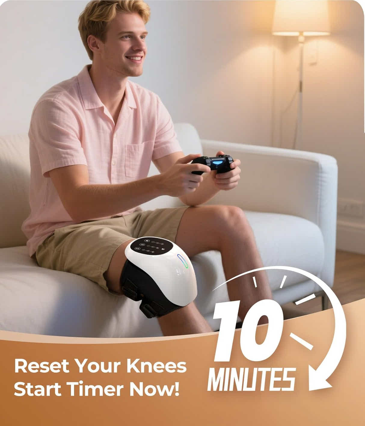 DS NA Cordless 360° Knee Massager: 3 Intensity Levels, Comfortable Wrap Design