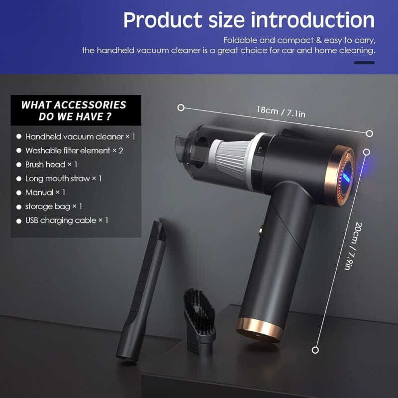 DS NA Cordless Handheld Vacuum Cleaner, 9000Pa 120W Mini Powerful 4000Mah Rechar