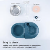 DS NA Raised Pet Bowl Set – Automatic Water Bottle & Tilted Food Bowl for Cats