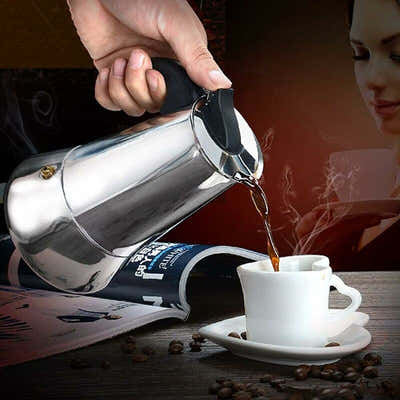DS NA 12-Cup Italian Coffee Maker In Stainless Steel, Suitable For All Types Of