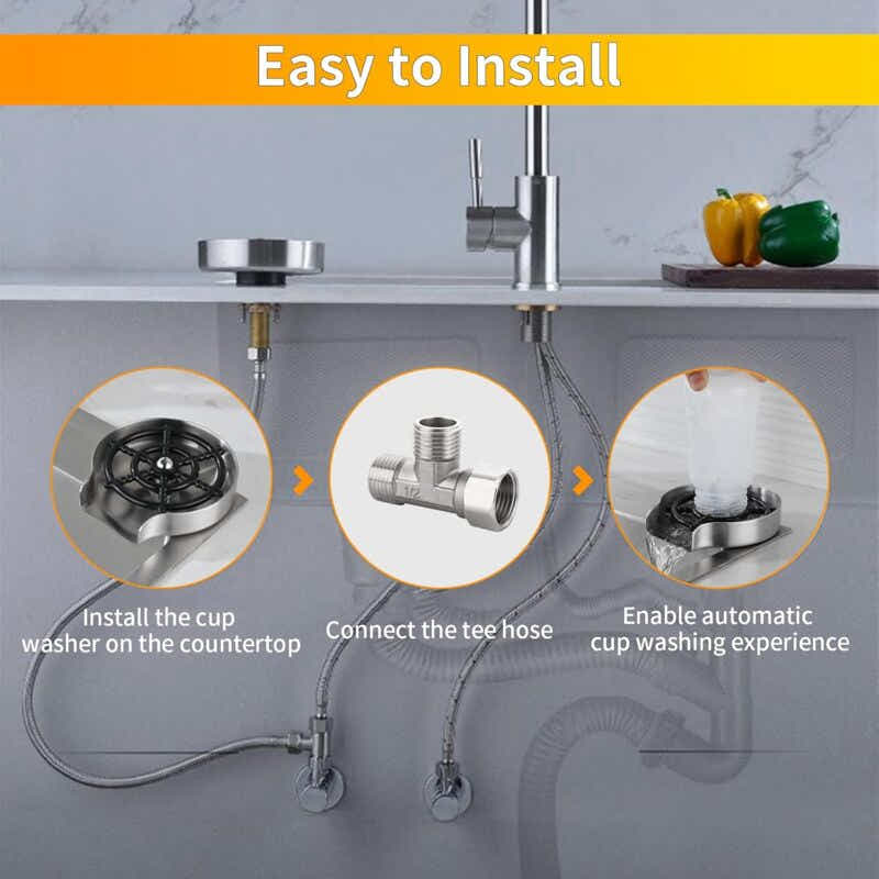 DS NA Glass Rinser, Stainless Steel Glass Rinser, Glass Rinser For Kitchen Sink