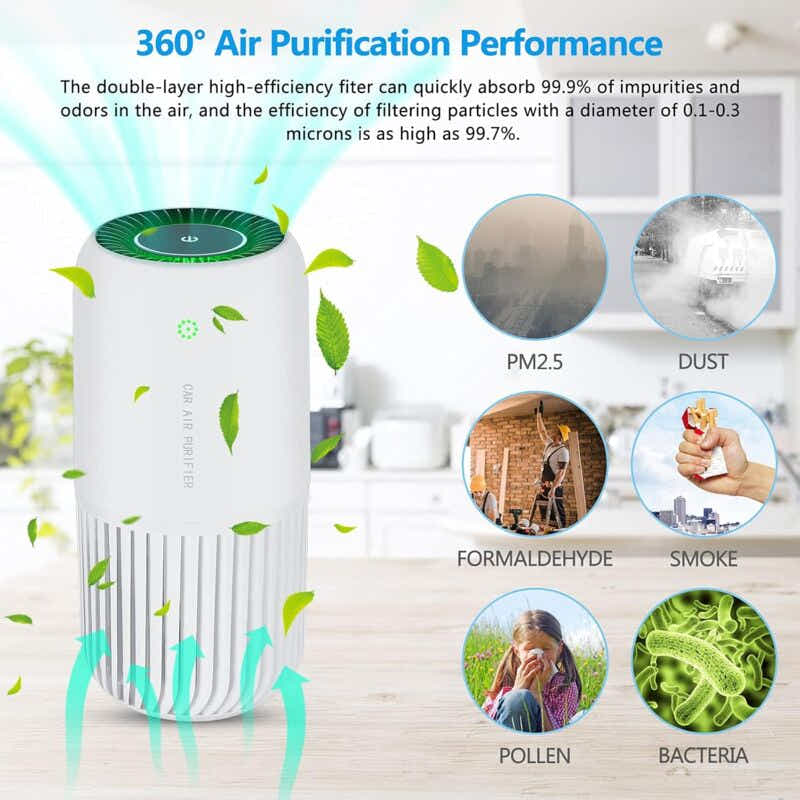 DS NA Air Purifier With True Hepa Filter With Uv-C Light, Mini Air Purifier