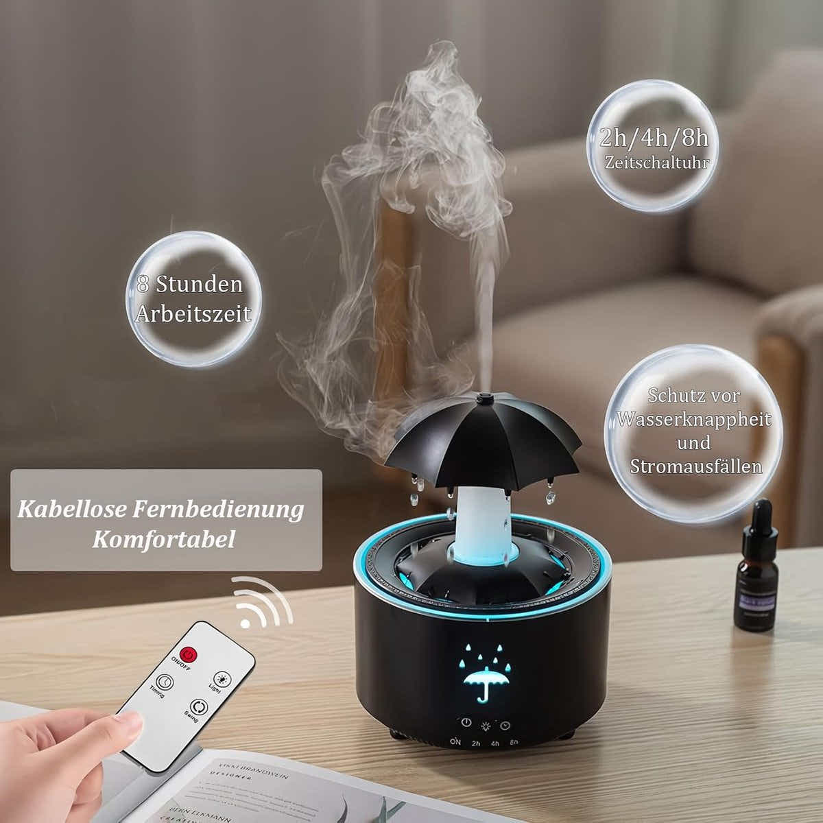 DS NA Aromatherapy Humidifier  300ml  Remote Control and Timer - 7-Color LED