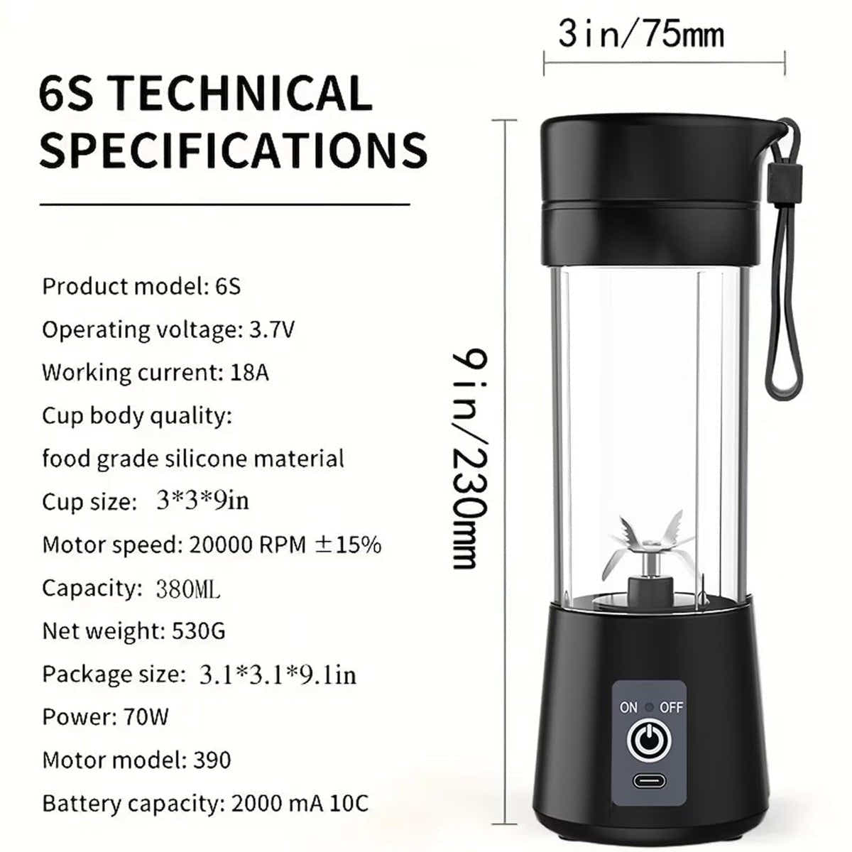 DS NA Blender - Mini blender - Smoothie maker - Rechargeable mini blender