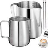 DS NA Stainless steel milk jug, 2 pieces, frothers, pitchers, 350 ml, 600 ml, st