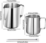 DS NA Stainless steel milk jug, 2 pieces, frothers, pitchers, 350 ml, 600 ml, st