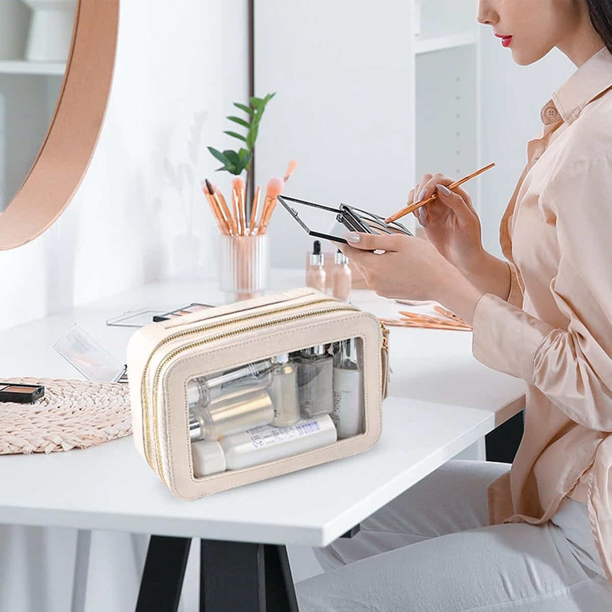 DS NA Transparent Toiletry Bag – Travel Makeup & Cosmetic Organizer