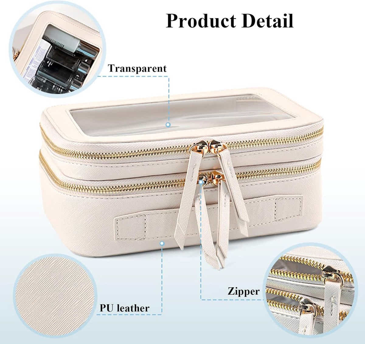 DS NA Transparent Toiletry Bag – Travel Makeup & Cosmetic Organizer