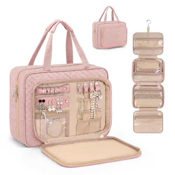 DS NA Pink Hanging Travel Toiletry Bag – Large Makeup Organizer Bag