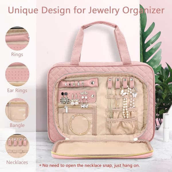 DS NA Pink Hanging Travel Toiletry Bag – Large Makeup Organizer Bag
