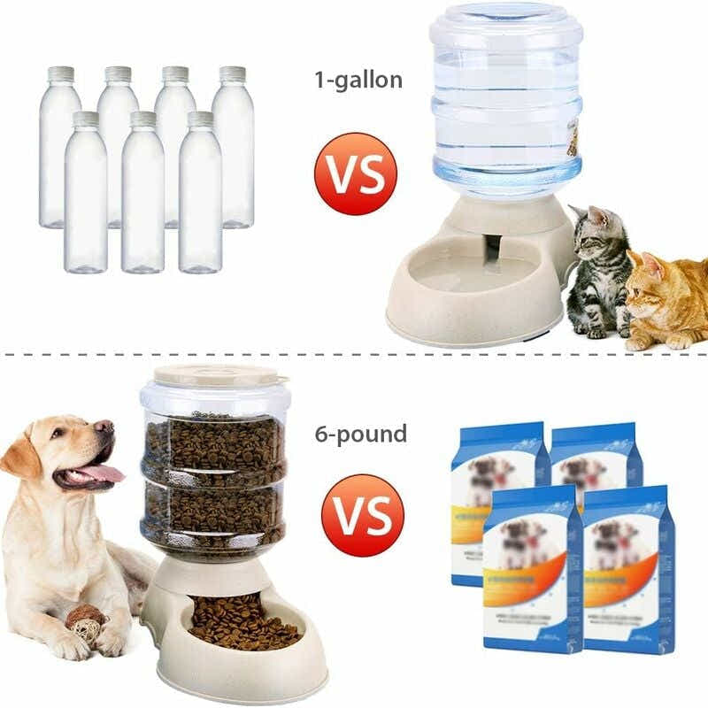 DS NA Automatic Pet Food and Water Dispenser 3.8L for Cats and Dogs, 2-Pack