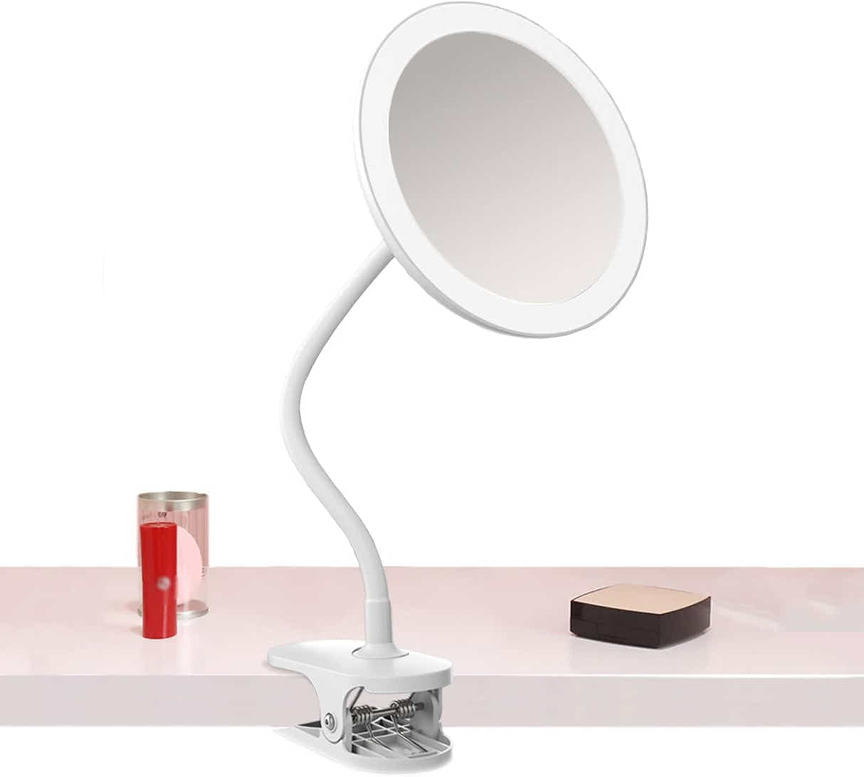DS NA New Clip-on Magnifying Mirror with LED Light, Rechargeable Light Up Makeup