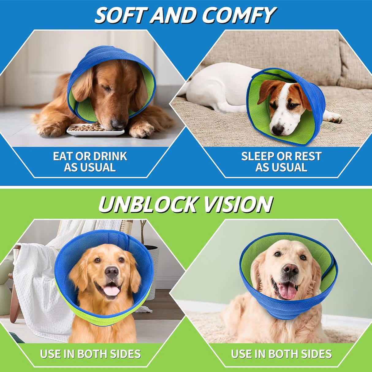 DS NA Soft Dog Cone for Dogs After Surgery, Breathable Dog Cones for Large Mediu