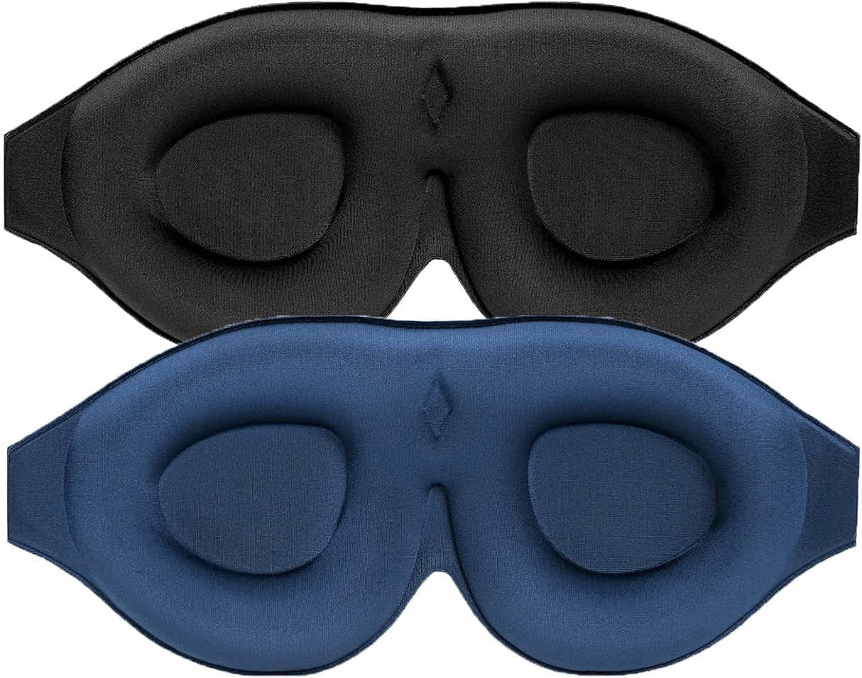 DS NA 2 Pack 100% Blackout Sleep Masks Most Comfortable Contoured Eye Cups