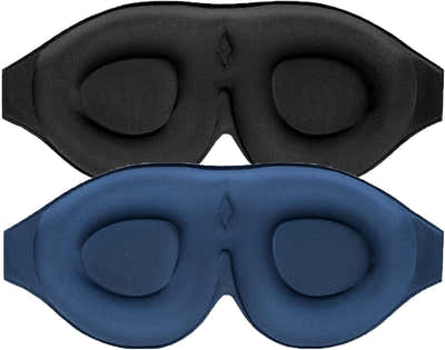 DS NA 2 Pack 100% Blackout Sleep Masks Most Comfortable Contoured Eye Cups