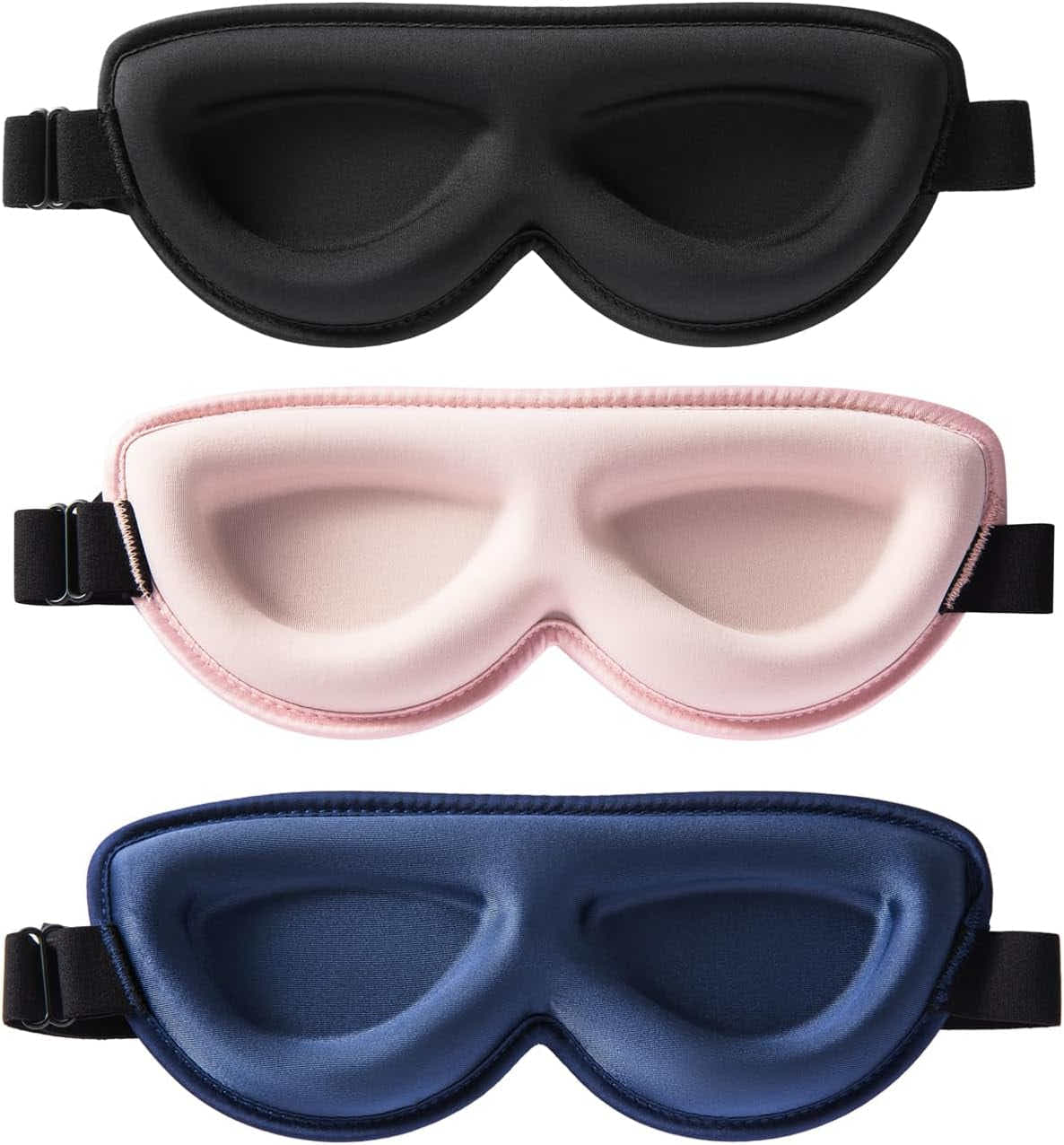 DS NA Sleep Masks for Petite Face Small Head, 3 Pack Stitched Eye Masks