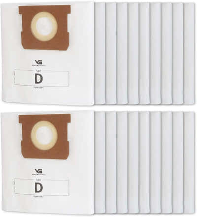 DS NA Type D Filter Bags for Shop-Vac Wet/Dry Vacuums, Pack of 20 Reliable Filte