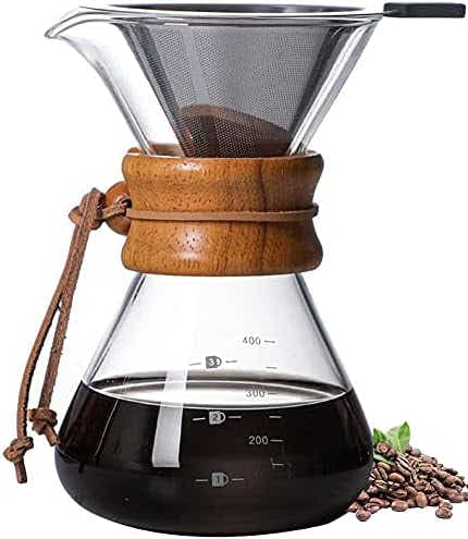 DS NA Pour Over Coffee Maker,Reusable Glass Coffee Pot Manual Dripper Brewer Han