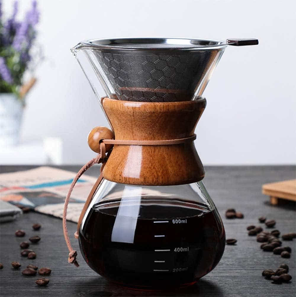 DS NA Pour Over Coffee Maker,Reusable Glass Coffee Pot Manual Dripper Brewer Han
