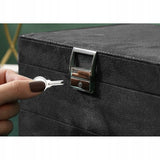 DS NA Black Jewelry Box with Key Lock – Multi-Compartment Storage Organizer