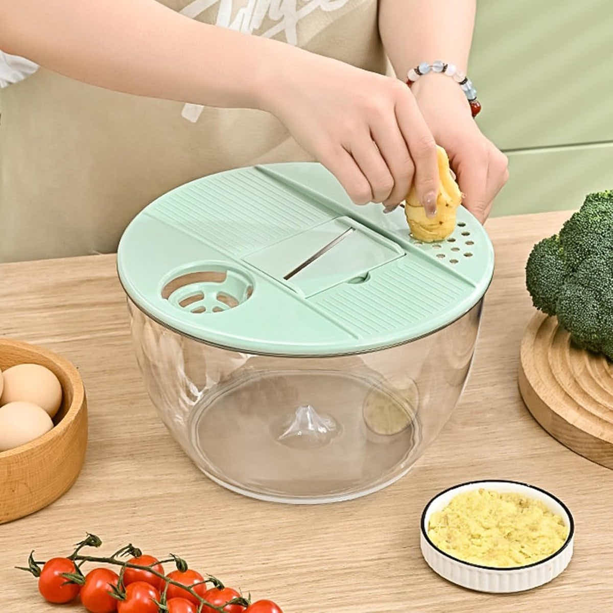 DS NA 2-in-1 Double Decker Vegetable Dryer - Fruit Salad Drainer - Six Replaceab