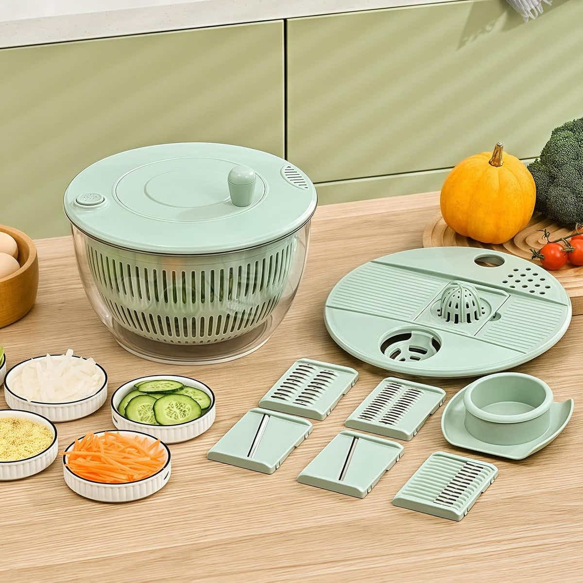 DS NA 2-in-1 Double Decker Vegetable Dryer - Fruit Salad Drainer - Six Replaceab