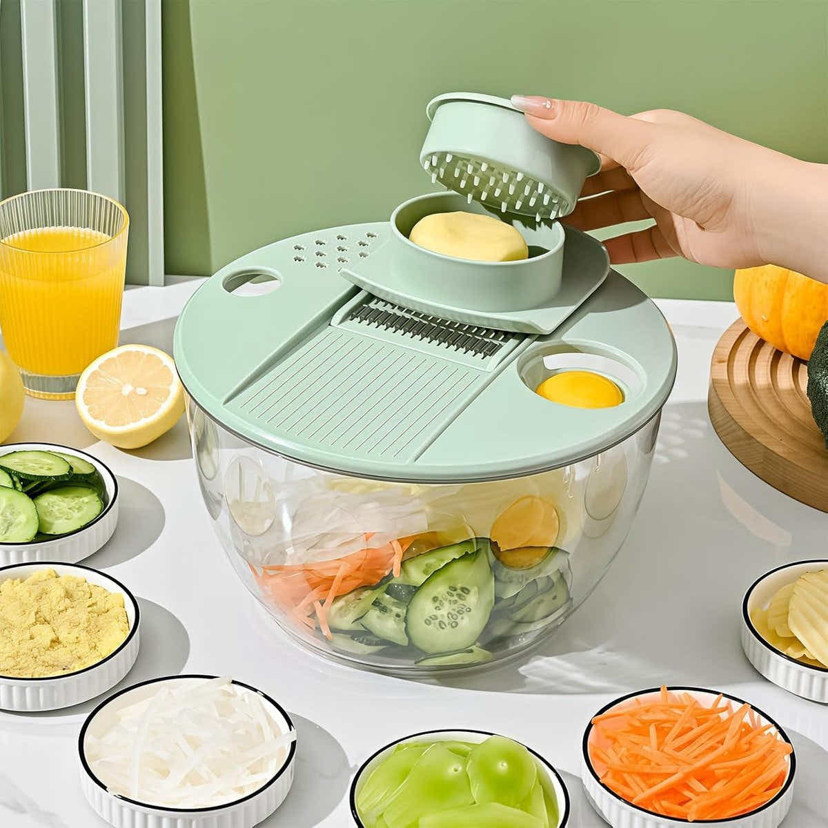DS NA 2-in-1 Double Decker Vegetable Dryer - Fruit Salad Drainer - Six Replaceab