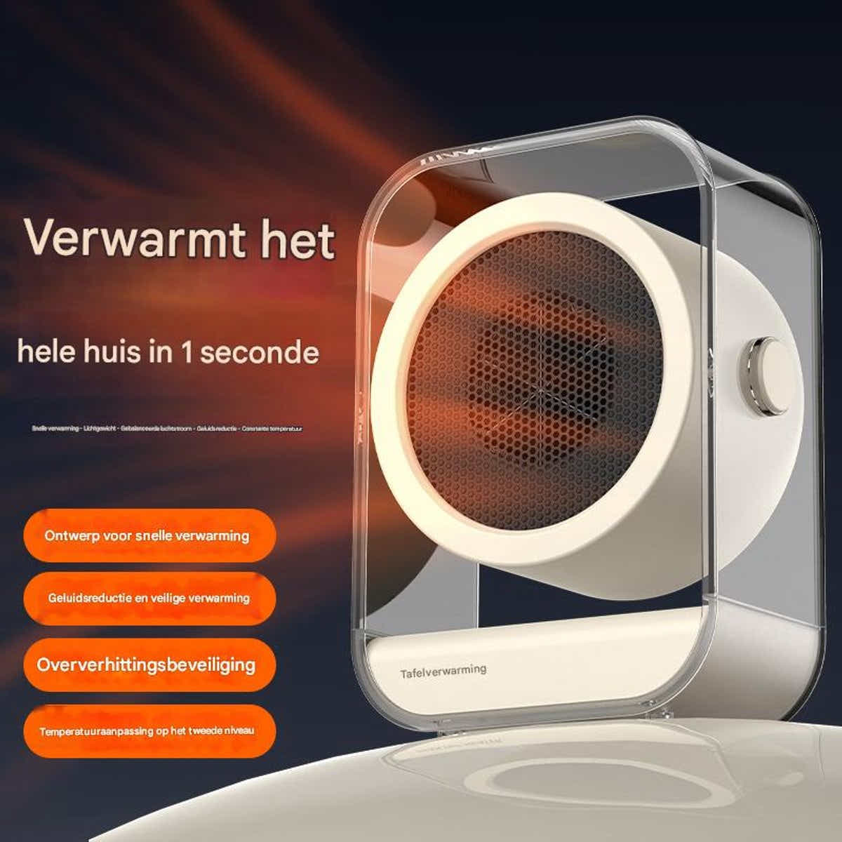 DS NA Electric Heater Portable Electric Heater Two Temperature Setting Off White