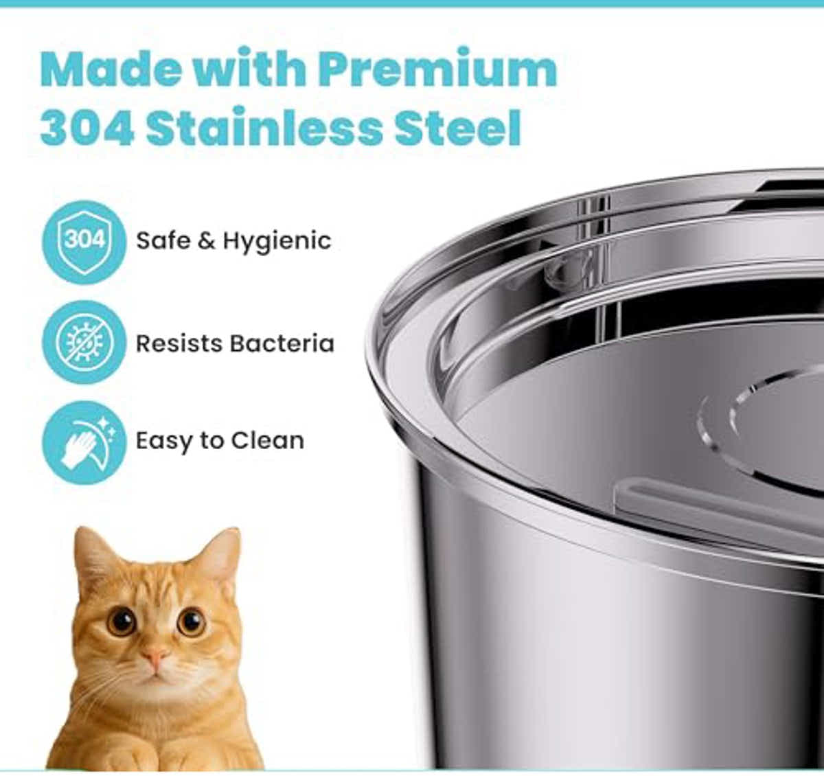 DS NA Cat Drinking Fountain – Quiet 3.2L Stainless Steel Water Fountain