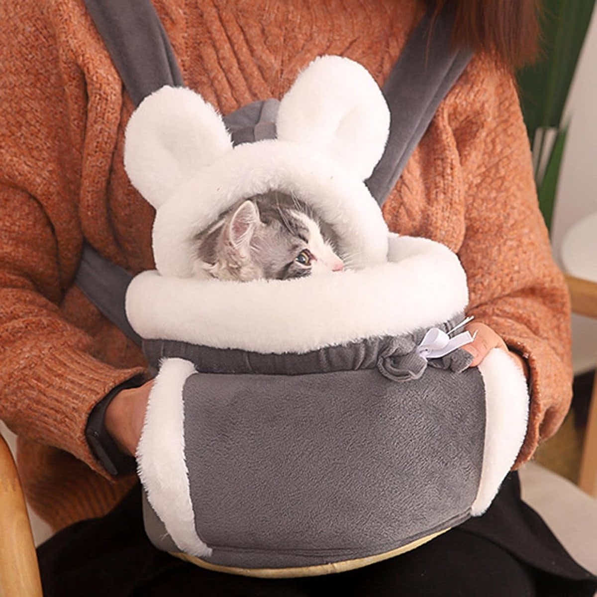 DS NA Cat Bed - Backpack for Pet Travel - Can be used as a cat basket indoors