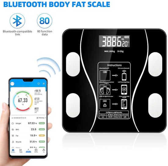 DS NA Smart Scale with Body Analysis - Measures BMI, Fat & Muscle Mass - USB
