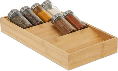 DS NA Relaxdays horizontal spice rack, 3 shelves, HBD: 5 x 20 x 38 cm, spice org