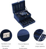 DS NA Velvet Jewelry Box – 3-Layer Organizer with Lock
