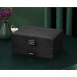 DS NA Black Jewelry Box with Key Lock – Multi-Compartment for Organized Storage