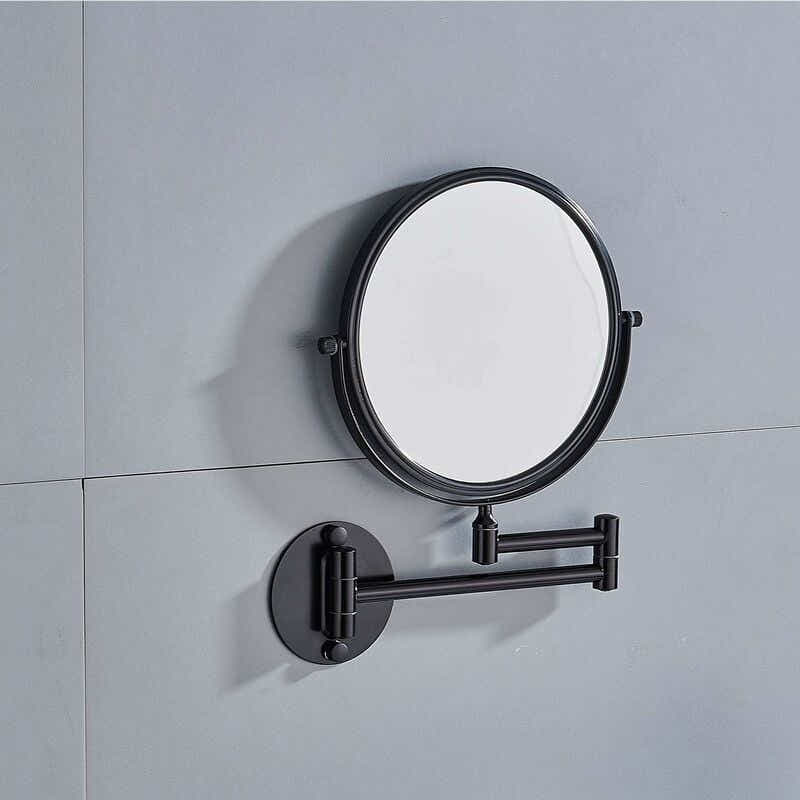DS NA Wall Mounted Makeup Mirror x3, Black Makeup Mirrors Bathroom Mirror 20cm D