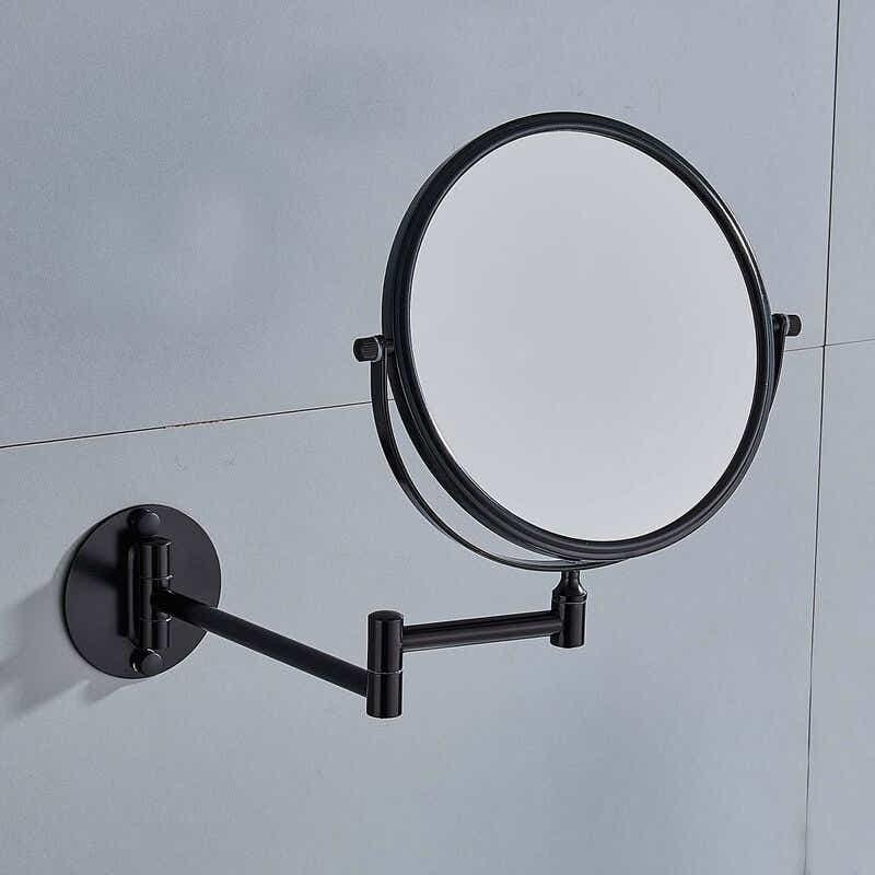 DS NA Wall Mounted Makeup Mirror x3, Black Makeup Mirrors Bathroom Mirror 20cm D