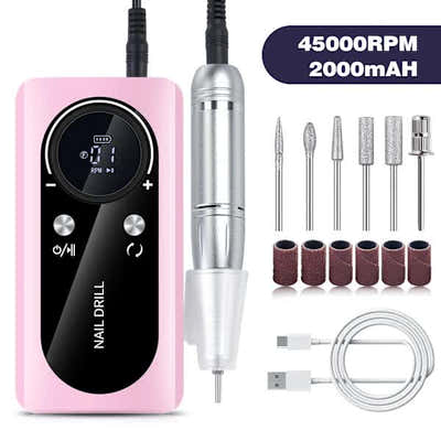 DS NA [CA] Fast and Efficient 45000 rpm Rechargeable Portable Electric Nail File