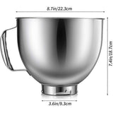 DS NA Stainless Steel Bowl for KitchenAid 4.5-5 Quart Tilt Head Stand Mixer, for