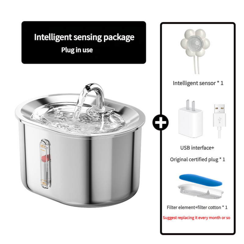 DS NA Intelligent Sensing Stainless Steel Pet Water Fountain with Smart Sensor a