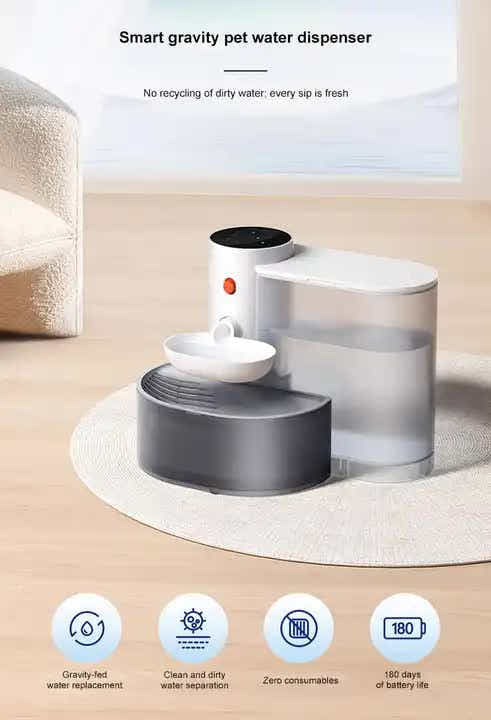 DS NA Smart Pet Water Dispenser - Tilted Design, Fresh Water Supply, Automatic W