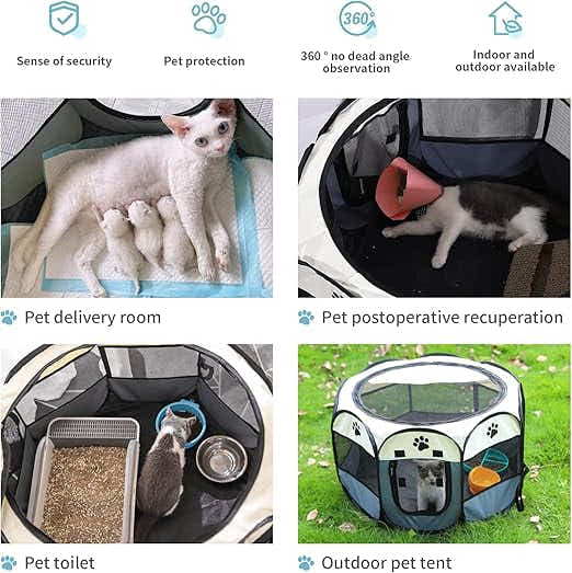 DS NA Portable Pet Playpen – Foldable Octagon Dog & Cat Tent  - Oxford Cloth