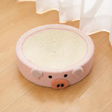 DS NA Pink Pig Cat Scratcher Bed - Cute Animal Design Sisal Pad for Scratching