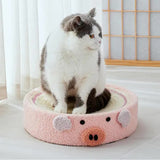 DS NA Pink Pig Cat Scratcher Bed - Cute Animal Design Sisal Pad for Scratching