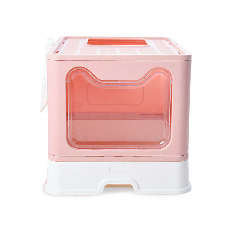 DS NA Foldable Cat Litter Box with Pull-Out Tray -Easy Cleaning and Anti-Splash