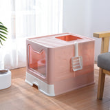 DS NA Foldable Cat Litter Box with Pull-Out Tray -Easy Cleaning and Anti-Splash